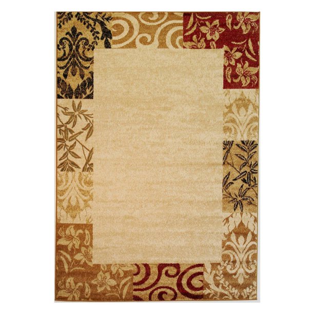 Damask Area Rug Ivory
