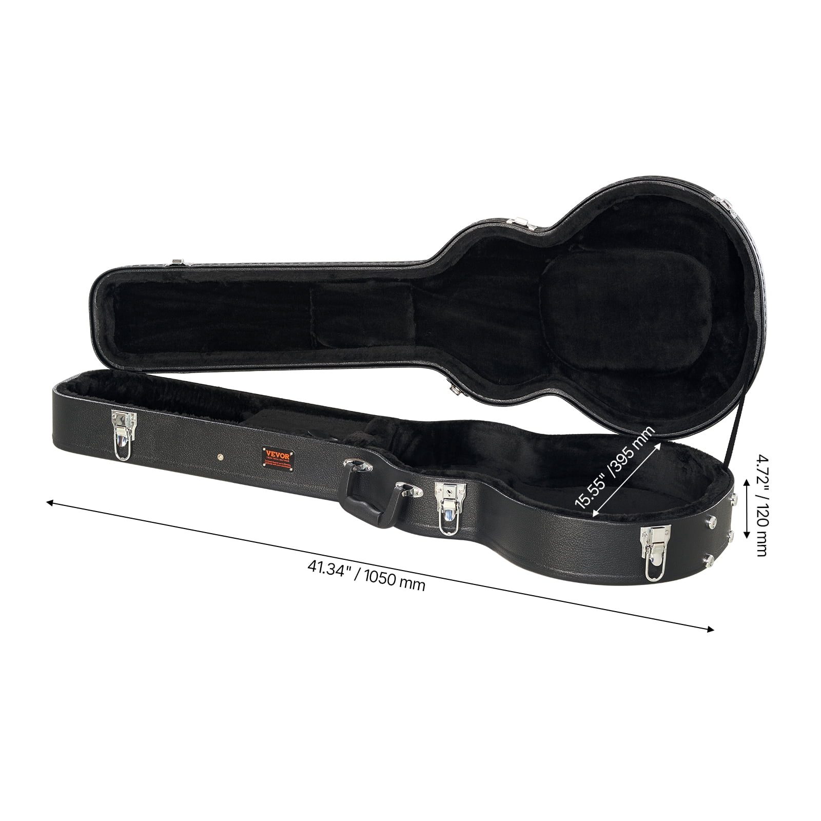 VEVOR Electric Guitar Hard Case, 41.34 in Gourd-Shaped Guitar Hard Case ,With Lock Latch Key Handle, PVC Padding Soft Lining Water-Resistant Hard Shell Guitar Case ,for 39 in LES Paul Guitars, Black