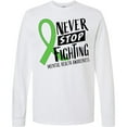thumbnail image 3 of Inktastic Never Stop Fighting Mental Health Awareness Green Ribbon Long Sleeve T-Shirt, 3 of 5
