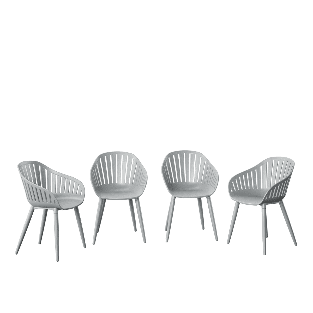 Amazonia Assen 4-Piece Chair Set | Aluminium Legs | Ideal for Outdoors and Indoors, White