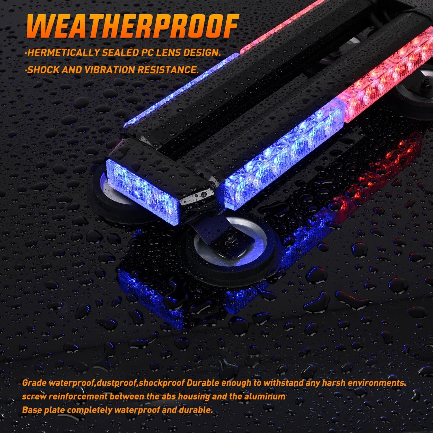 Nilight 14.5" 30LED Strobe Light Bar Double Side Rooftop Emergency Flashing Lights Red Blue Safety Warning Hazard Light Bars with Magnetic Base for Trucks Pickup