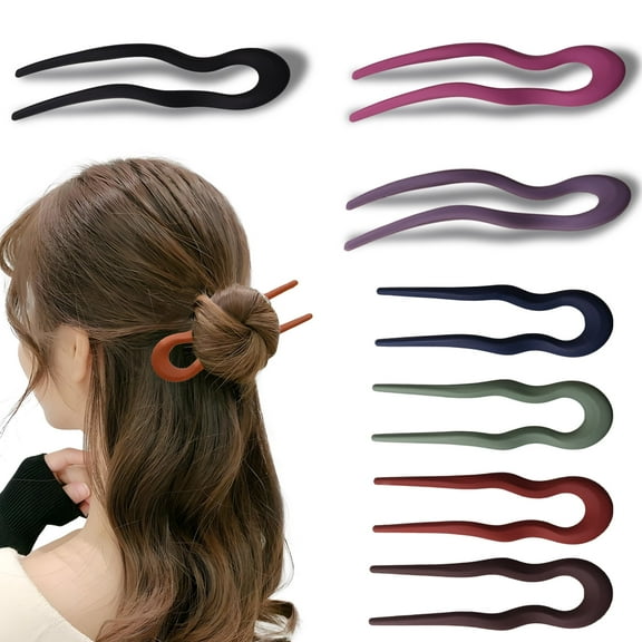 HZCrisp 7-Pack Matte French Hair Pins, U-Shaped Hair Clips for Thick Hair, Multi-Color Durable Hair Accessories for Women, Chignon and French Twist Styling Tool, 5 Inch