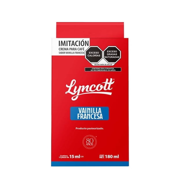 Sustituto de crema para café Lyncott sabor vainilla francesa 12 pzas de 15 ml c/u