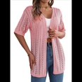 thumbnail image 1 of Suéteres Tipo Cárdigan de Verano para Mujer, Ligeros, de Media , con Abertura Frontal, de Crochet, para Playa. Rosa M, 1 of 10