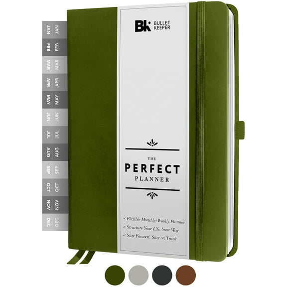 The Perfect Planner by BK. Undated Planner for 2021 or Any Year! Weekly & Monthly Structures. Sticker Set Included. A5 (5.8 x 8.3) Gray Hardcover