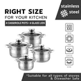 thumbnail image 3 of HausRoland Stainless Steel Stockpot Set of 4 Cooking Pot Set Casserole 2qt 3qt 4qt 6.4qt, 3 of 7
