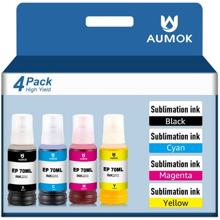 4x70ML Sublimation Ink Auto Refill for Epson EcoTank Supertank Printers ET-2720 ET-4700 ET-2760 ET-3760 ET-4760 ET-2700 ET-2750 ET-4750 L3110 L3150 /Upgrade Version (Yellow, Magenta, Cyan, Black)