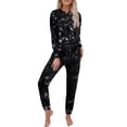 thumbnail image 1 of Frontwalk Women Long Sleeve Tops and Joggers PJ Set Tie Dye Drawstring Slim Fit Nightwear Lounge Sleeping Homewear with Pockets Black L, 1 of 2