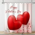 thumbnail image 2 of Happy Valentine''s Day Shower Curtain Romantic Red Heart Couple Cute Little Flowers Shower Curtain for Bathroom Water Repellent Polyester 72W x 84L inch, 2 of 6