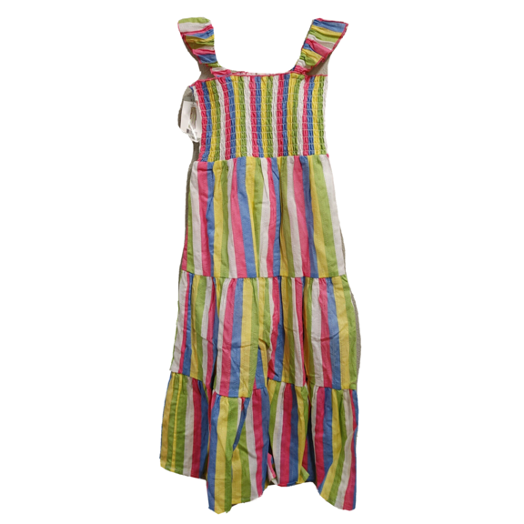 Zunie Girl Girl's Cotton Floral A-Line Any Occasion Ruffled Sleeve Long Dress (Multi, S (6/6X))