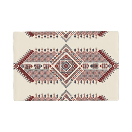 

Table Placemats Set of 6 - Fashion Tatreez2 12x18 In Faux Linen Double Heat Resistant Place Mats Cloth Indoor/Outdoor Placemats Washable Table Mats for Dining Kitchen Party