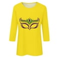 thumbnail image 4 of YUGYXL Womens Lounge 3/4 Sleeve Tshirts Mardi Gras Cute Loose Shirts Summer Crew Neck Lightweight Tunic Tees Carnival Theme Party Comfy Tops Sales, 4 of 5