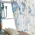 thumbnail image 4 of Blue Floral Curtains 63 Inch Length 2 Panels Set Rod Pocket Flower Sheer Curtains for Bedroom Living Room Victorian Semi Sheer Slub Linen Textured Drapes French Country Modern Decor, 52x63, 4 of 5