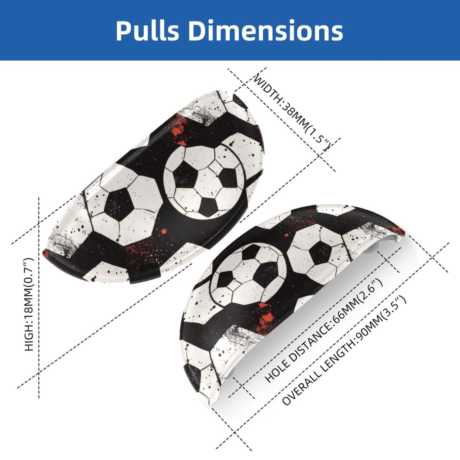 PhooArto 6 Pcs Cup Drawer Pulls, Soccer Football Black Pattern Shell Shape Handles Cabinet Knobs for Dresser Cupboard Closet Wardrobe with Screws