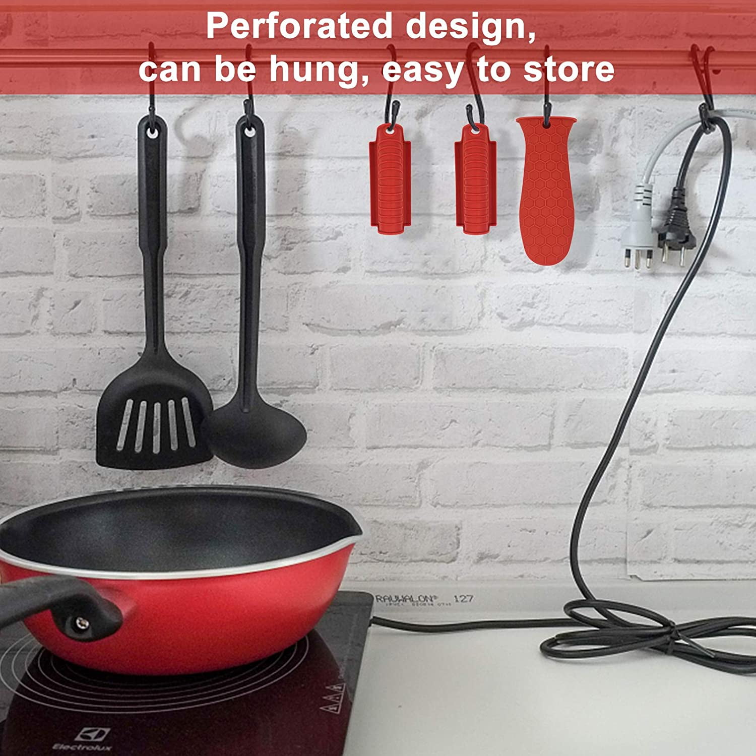 3 Pack Pot Holders Cover, Silicone Hot Handle Holder, Non Slip Pot Holder Sleeves for Cast Iron Skillets