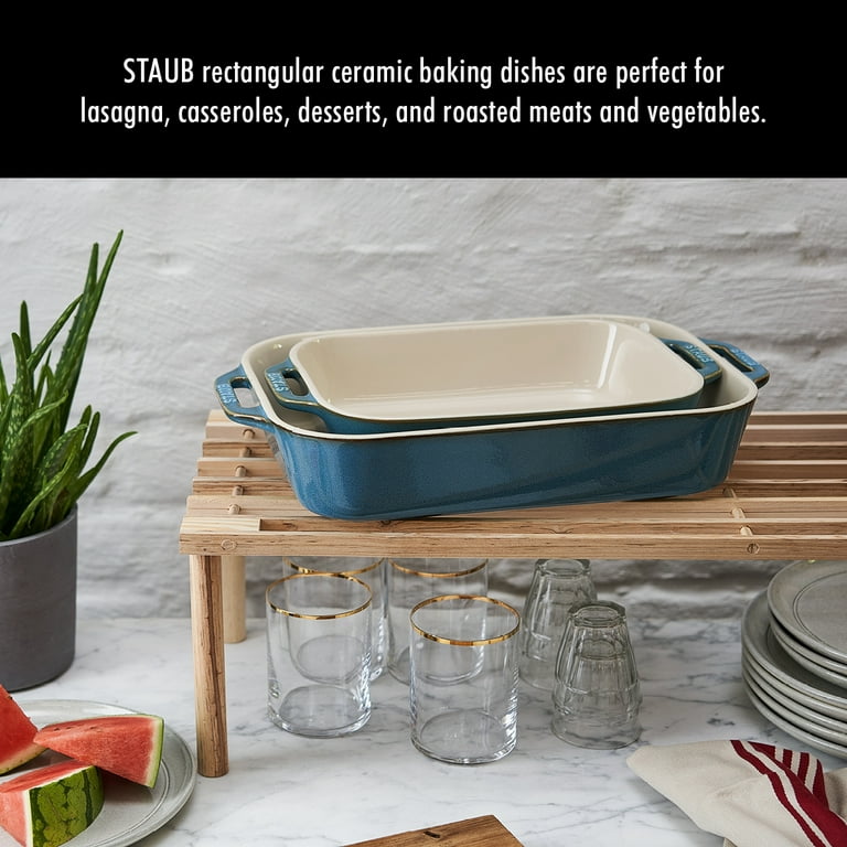 Staub Ceramic 2-pc Rectangular Baking Dish Set - Rustic Turquoise