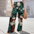 thumbnail image 2 of Wutalume Women's Loose and Casual Christmas Printed Wide Leg Pants with Elastic Waistband Drawstring and Pocket for Comfortable and Festive Wear,Army Green L, 2 of 5