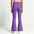 thumbnail image 6 of Girls High Waist Bell Bottom Pants Soft Stretch Durable Baggy Flare Uniform Pants Trendy Casual Trousers Back To School Daily Outfits,12-13Y,Purple, 6 of 8