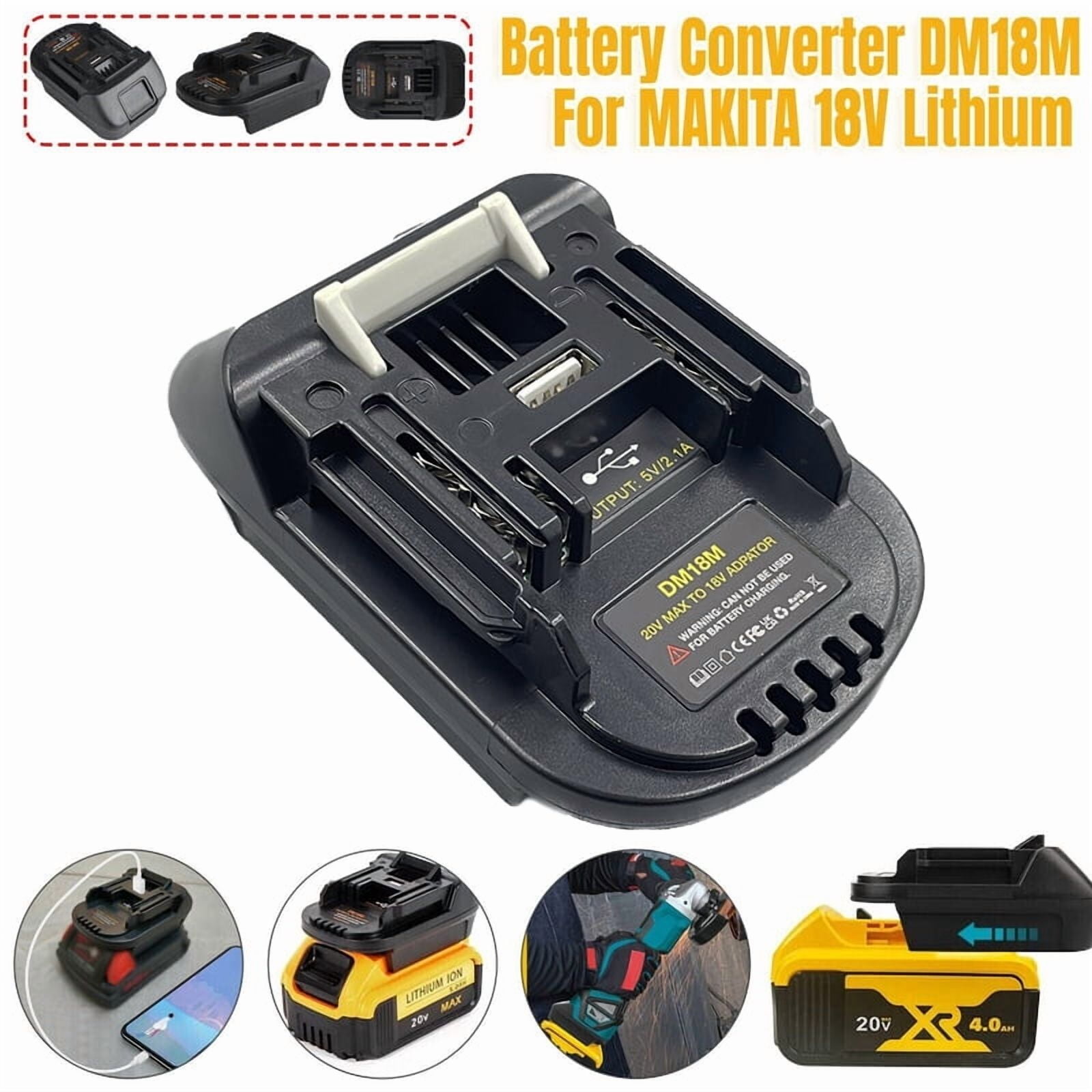 Battery Convertor Adapter For Mil*wau*kee 18V For De*walt 20V to For Ma*kita 18V Power Tools Bl1830 With USB charging port