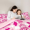 thumbnail image 4 of Catabedysis Camo Camping Full Size Comforter Sets For Girls,Wildlife Camper Pattern Bedding Comforter Set,Pink White,Pink Reversible,3 Pieces,1 Comforter and 2 Pillowcases, 4 of 7