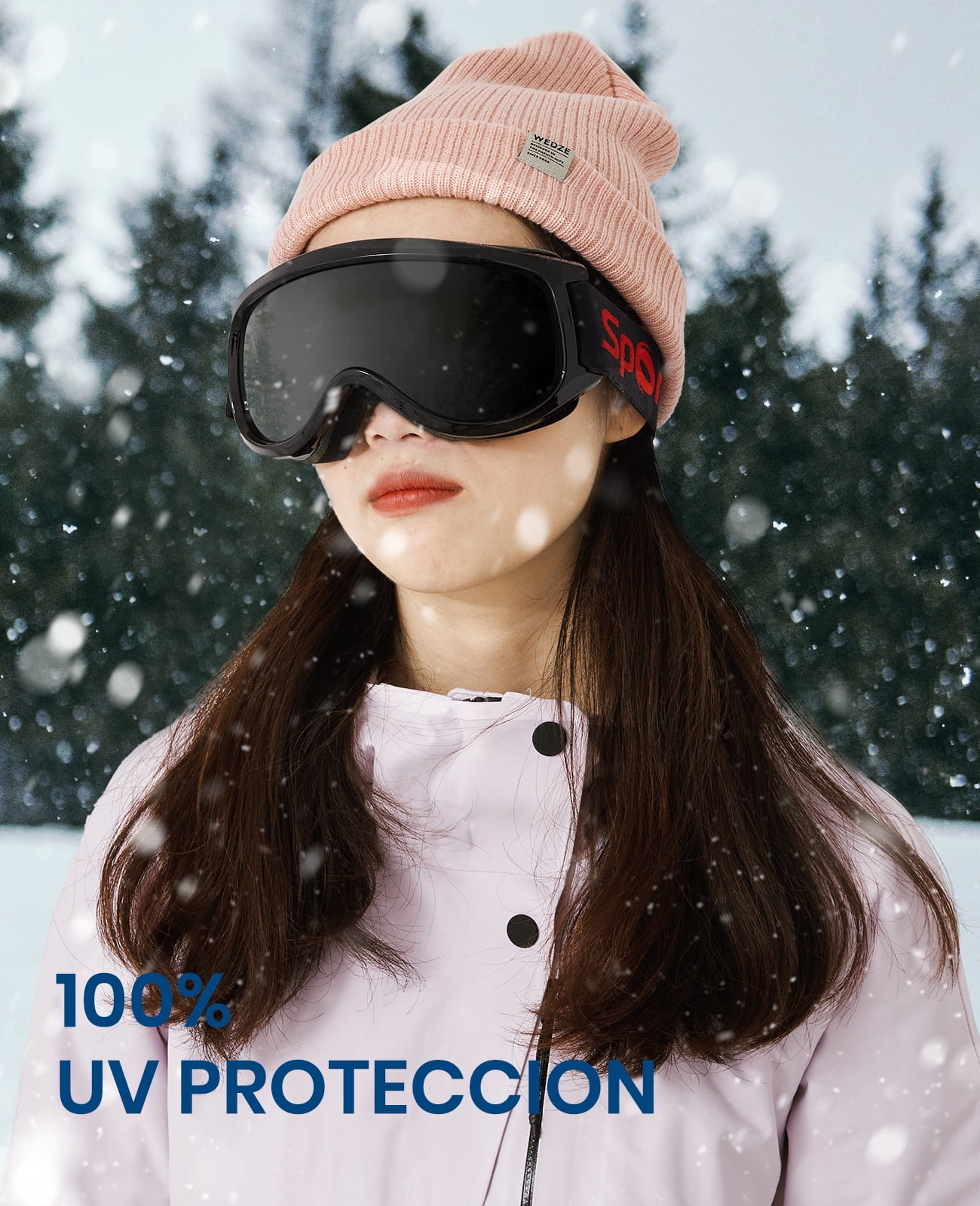 Cyxus Ski Goggles for Men Women 100% UV Protection OTG Snowboard VTL12%（Black Frame Gray Lens）