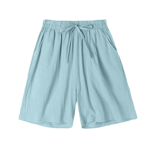 Tranfacy Shorts pour Femmes, Shorts d'Été pour Femmes, Pantalon Court en Imitation Imprimée et Lin pour Femmes
