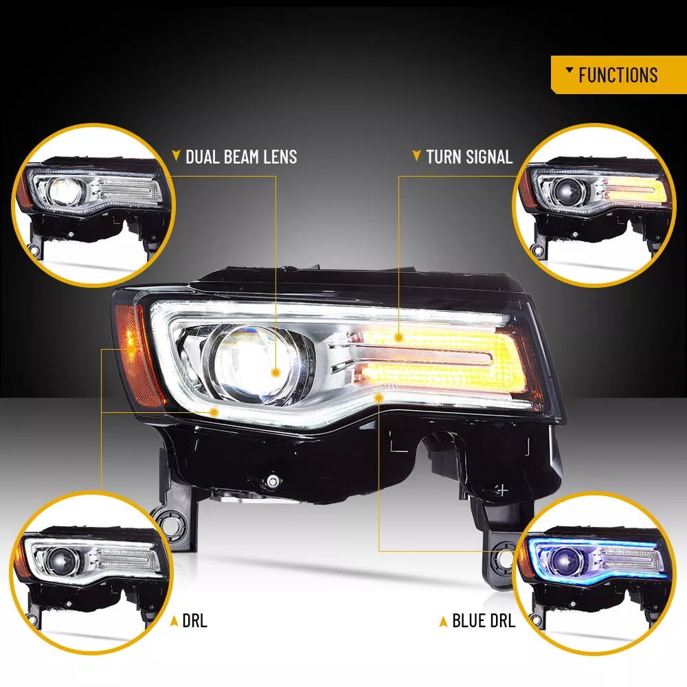 VLAND LED Dual Beam Headlights for Jeep Grand Cherokee 2014 2015 2016 2017 2018 2019 2020 2021 2022