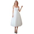 thumbnail image 2 of Vestido de novia para mujer, estilo coreano, sencillo, estilo sling, de longitud media, con hilo saliente, 2 of 2