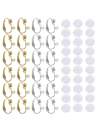 Golden Clip On Earring Converters With Silicon Earring Pads, 16pcs  Hypoallergenic Round Flat Back Tray Earring Clips Easy Open Loop Diy  Earring Making