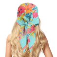 thumbnail image 2 of Head Scarf for Women,27.5 Inches Pioneer Colorful Flowers Square Like Head Scarf for Women,Silk Bandana Hair Wrap Neck Scarf for Women's, 2 of 6