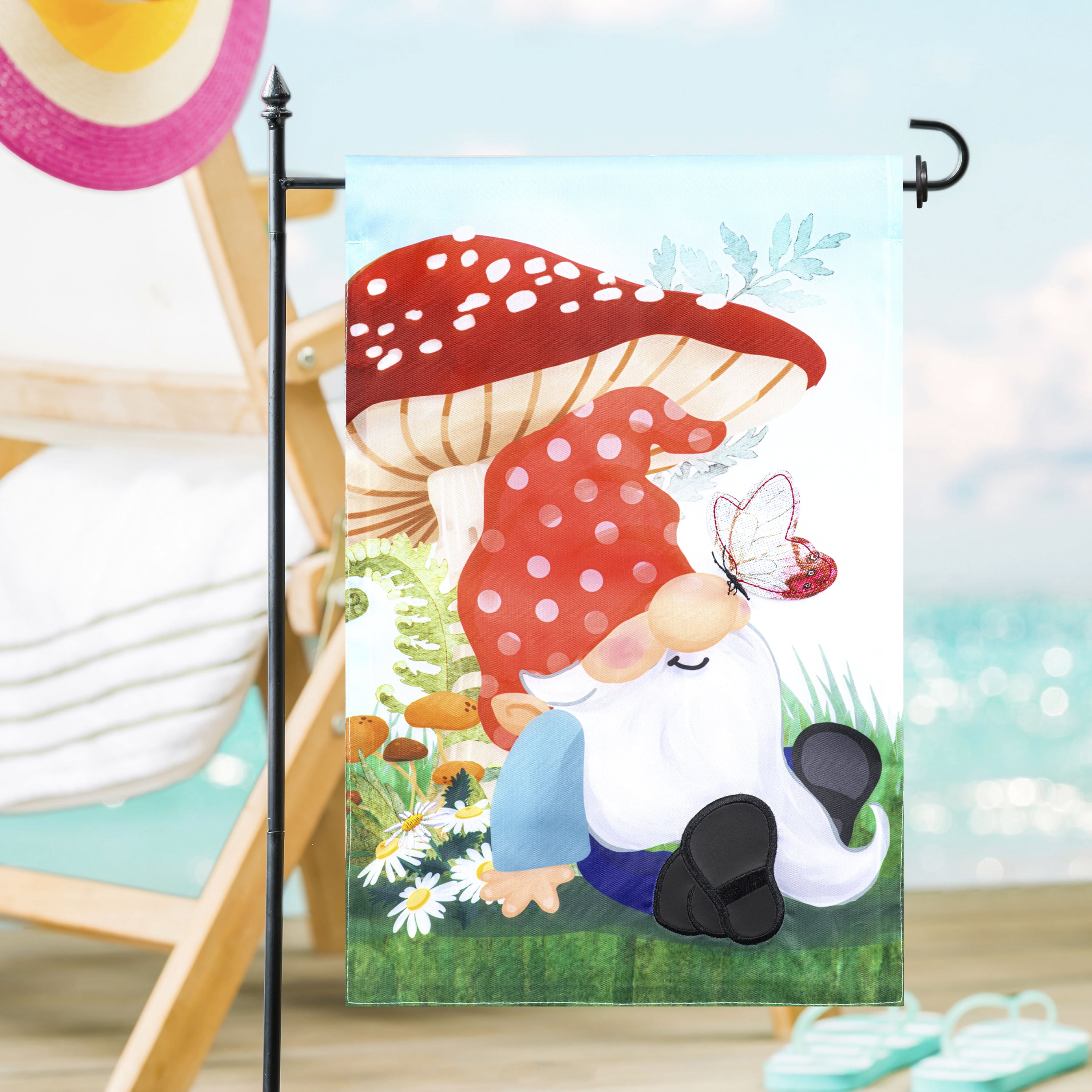 Meadow Creek 11.5" x 18" Spring Mushroom Gnome Outdoor Yard Flag
