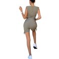 thumbnail image 2 of Sylvamorning Women Solid Color Clothes Set Tops+High Waist Shorts Drawstring, 2 of 5