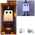 thumbnail image 6 of DAMAI Halloween Hanging Ghosts Decorations Outdoor Indoor, Spooky Glowing Ghost with Witch Hat Striped Stockings High Heels,String Lights 3 Modes Ornaments Patio Yard Front Porch Tree Party, 6 of 6