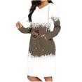 thumbnail image 1 of Pisexur Robes de Noël pour Femmes Mode Noël Lunettes de Vin Rouges Flocon de Neige Imprimé Robes de Vacances Décontractées Manches Longues Col en V Robe Sweat à Capuche Longueur Genou Robe de Soirée avec Poches, 1 of 6
