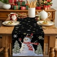 thumbnail image 4 of Black Christmas Snowman Cotton Linen Table Runner for Dining Kitchen, Winter Xmas Tree Snowflakes Wedding Outdoor Party Tablerunners Decoration, Dresser Scarf Coffee Tablecloth Runners 13x48 Inches, 4 of 9