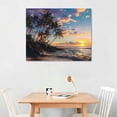 thumbnail image 3 of Nawypu Framed Sunset Beach Wall Art - Tropical Island Beach Pictures Natural Beauty Scene Wall Decor Coastal Ocean Waves Painting Coconut Trees Canvas Print Artwork Home Office Decoration, 3 of 5