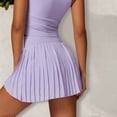 thumbnail image 3 of Women's High Waist Pleated Skort with Built-In Shorts and Asymmetrical Wrap Design- Small, Purple, 3 of 6