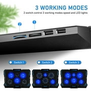 COOLCOLD 15.6-17.3 Laptop Cooling Pad with 6 Quiet Fans 2 USB Port- Laptop Cooler for Notebook Gaming Fan Stable Stand - Portable Ultra Slim Laptop Cooling Pad - Switch Control Fan Speed Function