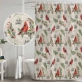 thumbnail image 4 of Cardinal Bird Shower Curtain, Waterproof Shower Curtains for Bathroom, Holly Branches Berry Winter Beige Washable Fabric Bathtub Curtain Set Bath Decor with 12 Hooks Long 72"x84", 4 of 6