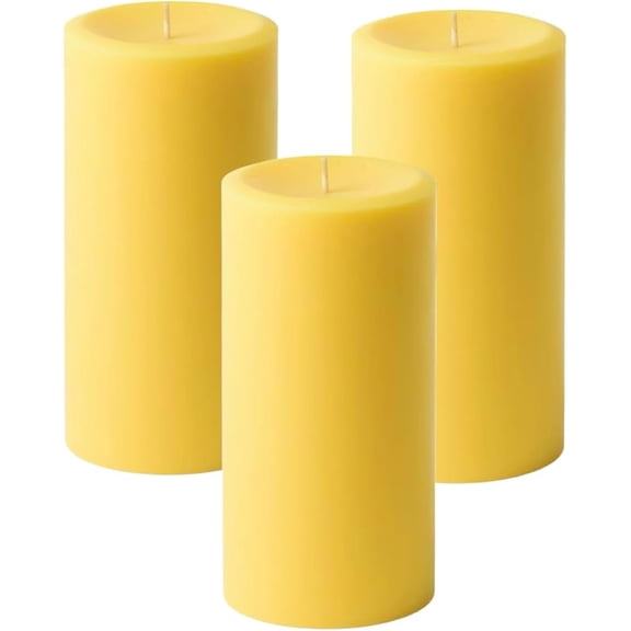 NeoMart - 3" x 6" Yellow Pillar Candles (Set of 3) Unscented, Solid Color, Hand Crafted Weddings, Home Decoration, Restaurants, Spa, Church, Holiday Candle Gift