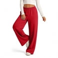 thumbnail image 3 of WULMLEO Sweatpants Women Fall Winter Elastic Waist Wide Leg Solid Pant Lounge Comfortable Paloma Pants Soft Oversized Trousers with Pockets Red XL, 3 of 8