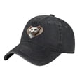 thumbnail image 2 of Vintage Cotton Washed Distressed Baseball Cap - Black Cat Face Design with Orange Stripes & Ruff - Stylish Golf Dad Hat for Men & Women, 2 of 6