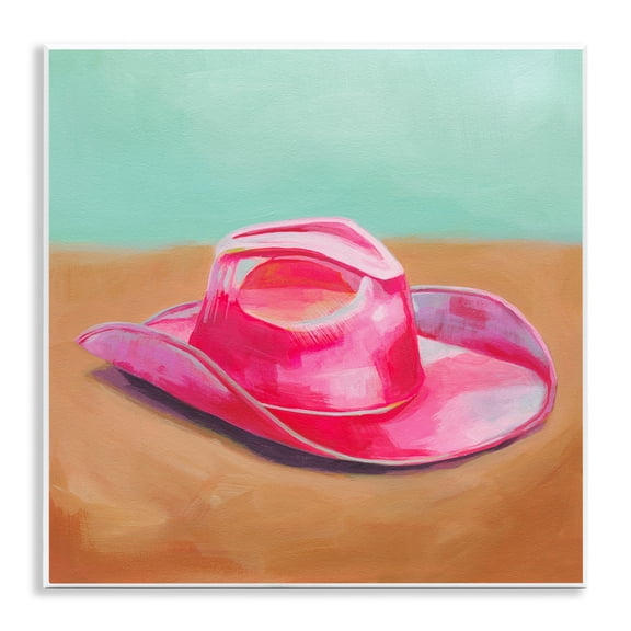 Stupell Industries Pink Cowgirl Hat Entertainment Painting Unframed Art Print Wall Art, 12 x 12