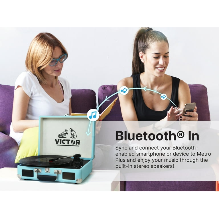 VICTOR Metro 3-Speed Portable Suitcase Turntable Record Player