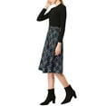 thumbnail image 5 of MODA NOVA Junior's Plaid High Waist Belted A-Line Casual Mid Skirt Blue Green M, 5 of 7