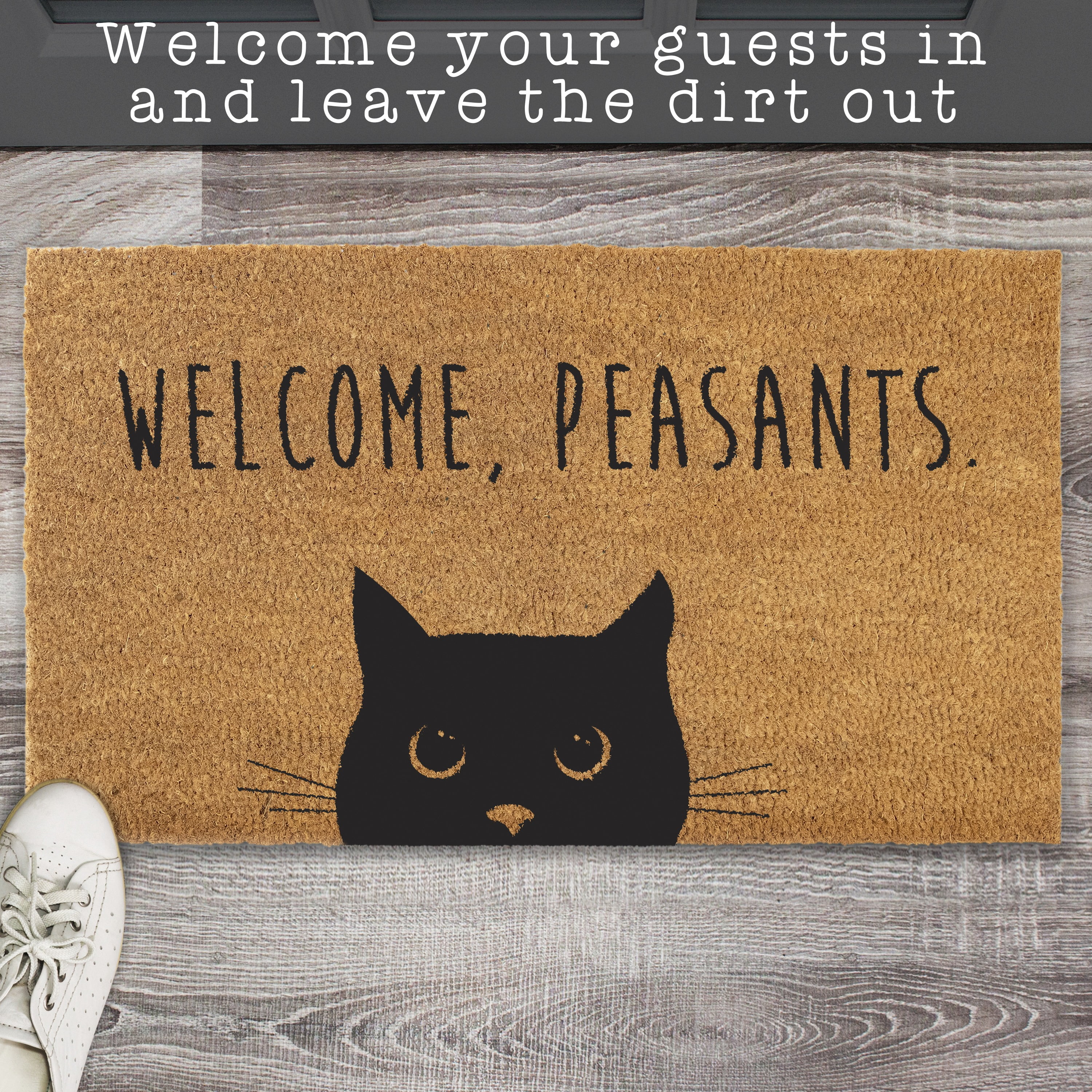 MAINEVENT Welcome Peasants Cat Doormat 30x17 Inch, Funny Outdoor Welcome Mat for Outside