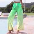 thumbnail image 7 of Women’s Wide Leg Pants Gradient Print Casual Drawstring Waist Beach Pants with Pockets, Loose Fit Lightweight Womens Summer Pants, Green, S, 7 of 7