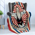 thumbnail image 4 of Circus Soft Flannel Fleece Throw Blanket, Nostalgic the Strong Man Tattoos and Muscles Star Fun Art Print, Cozy Plush for Indoor and Outdoor Use, 60" x 80", Beige Red Blue, by Ambesonne, 4 of 5