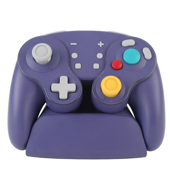 Wireless Game Controller, Mechanical Buttons Video Game Controller RGB 5 Levels Vibration with Wireless Charging Dock for Home Purple