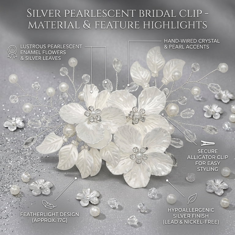 MIALLO White Flower Wedding Bridal Bridesmaid Hair Clips  display picture 1